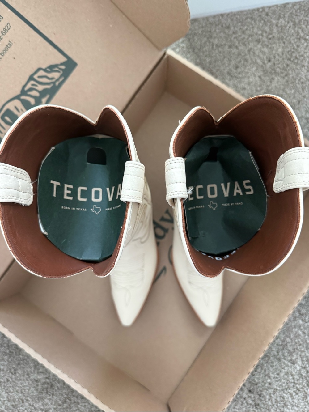 Tecovas Annie Boots Bone Calfskin Cream 8.5 - Picture 3 of 7